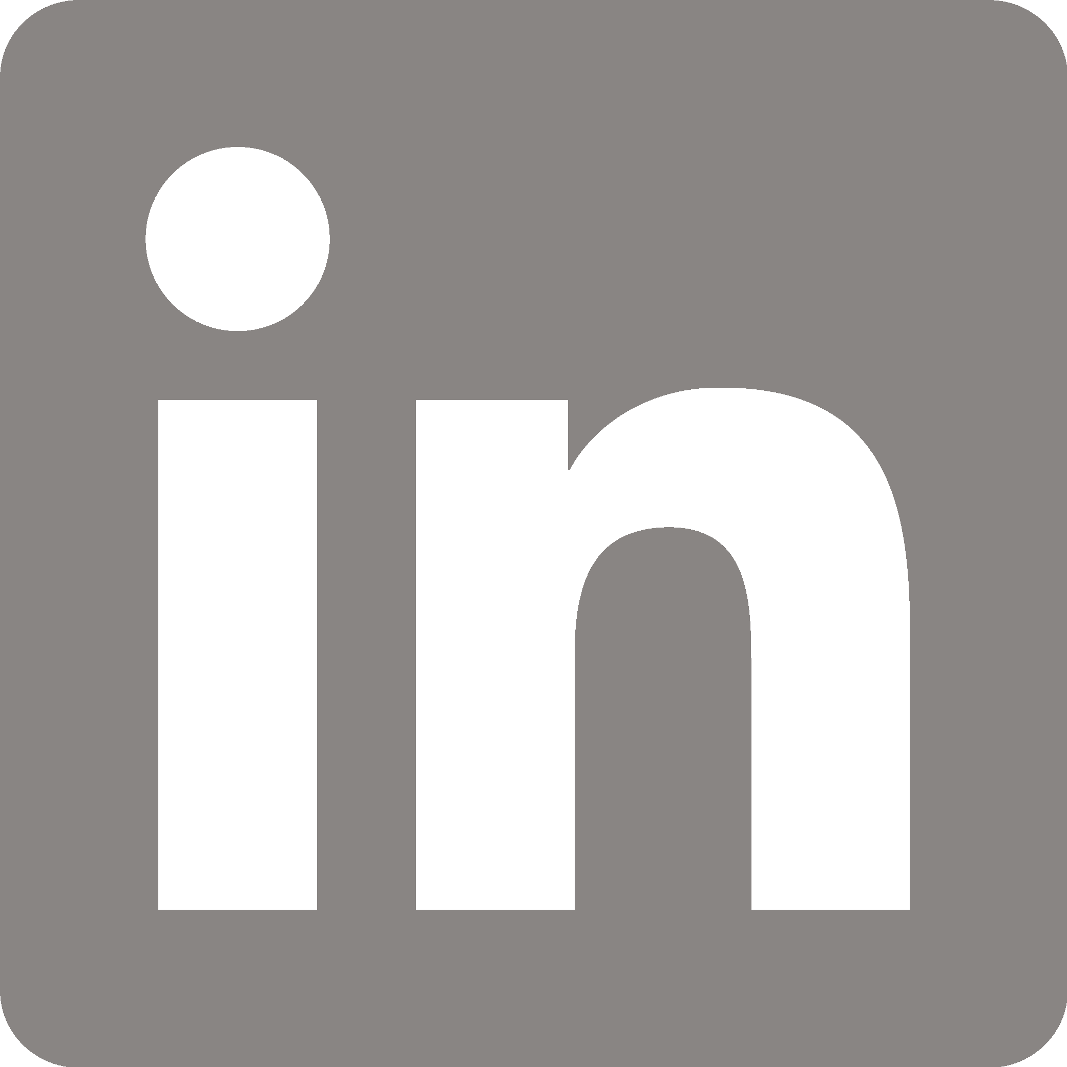 LinkedIn icon, a blue square with a white lowercase in shape